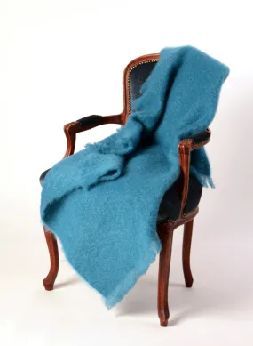 Lake Blue Mohair Throw Blanket