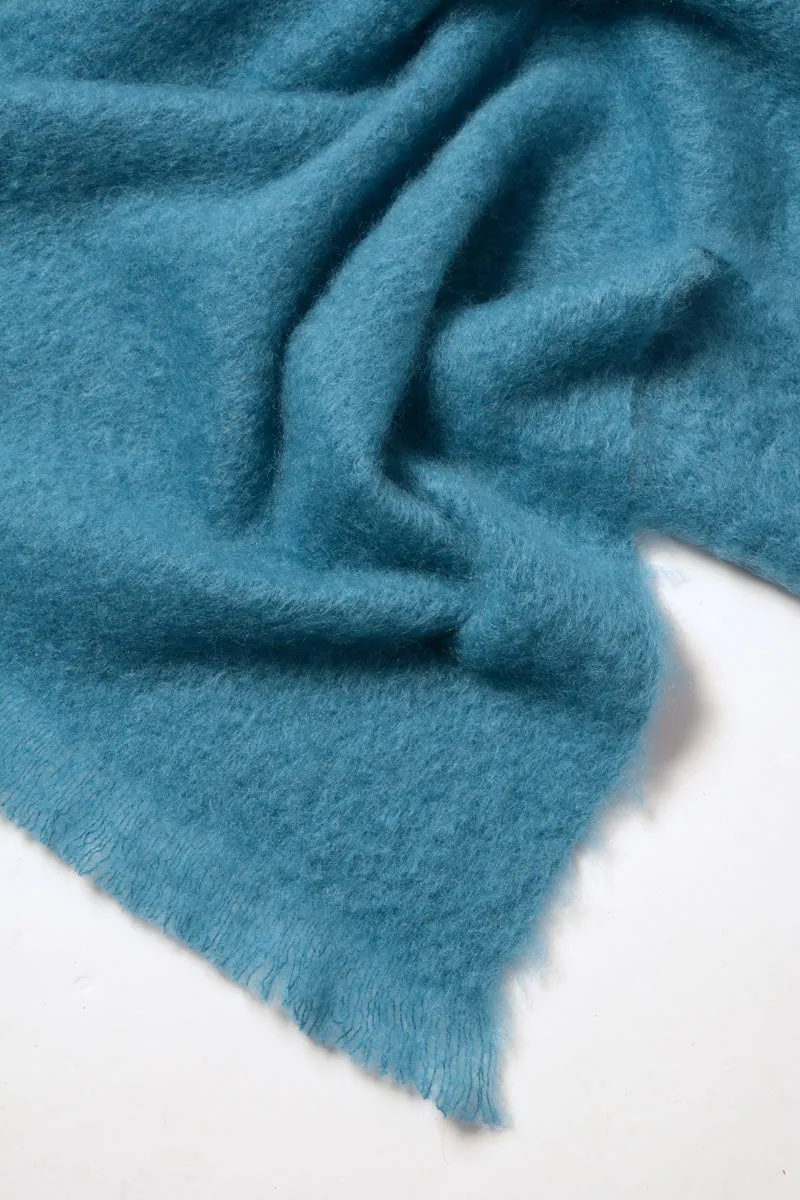 Lake Blue Mohair Throw Blanket