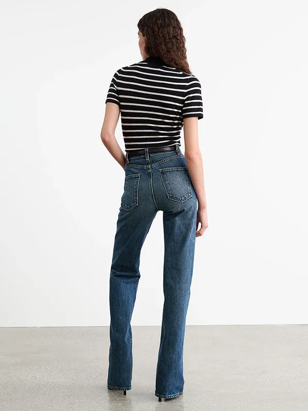 Leanna Polo in Dark Navy/Ivory Stripe