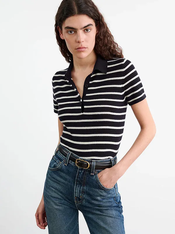 Leanna Polo in Dark Navy/Ivory Stripe