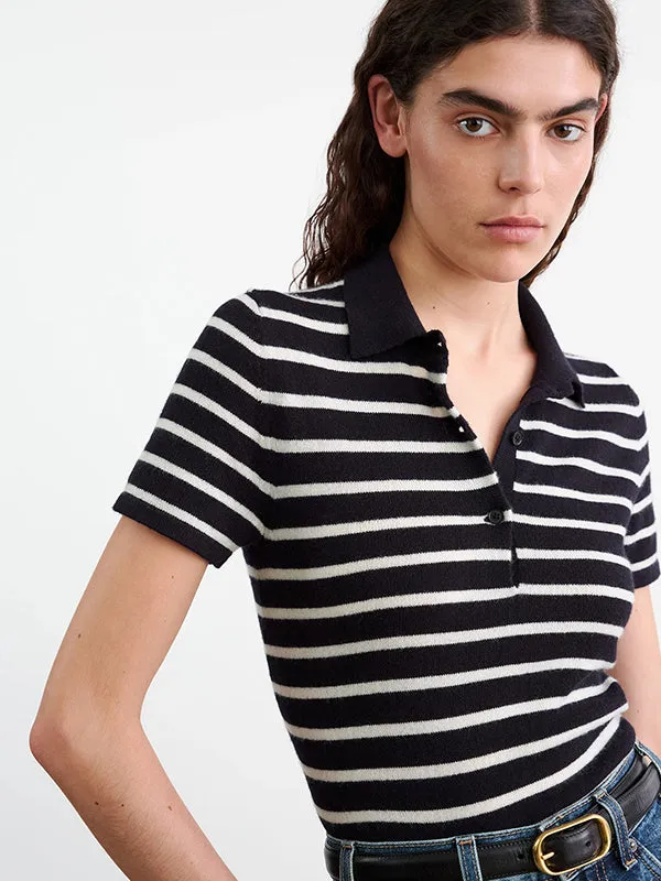 Leanna Polo in Dark Navy/Ivory Stripe