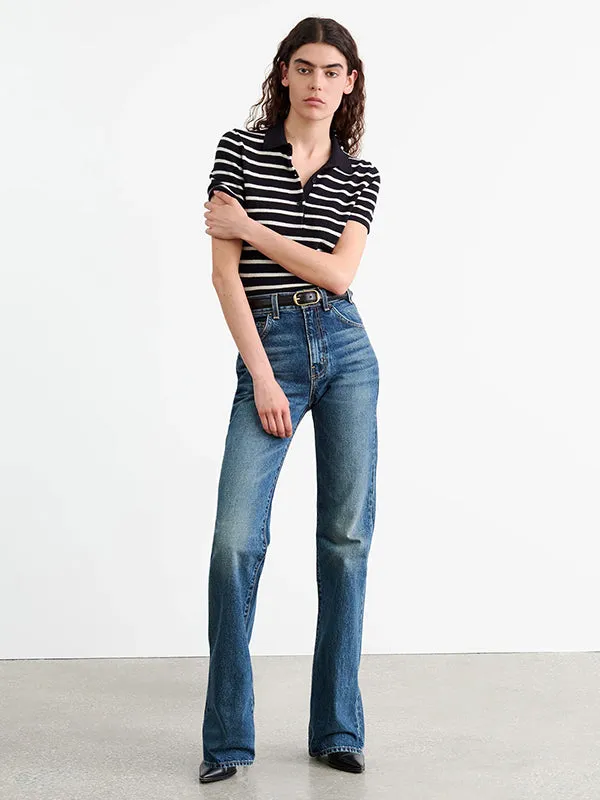 Leanna Polo in Dark Navy/Ivory Stripe