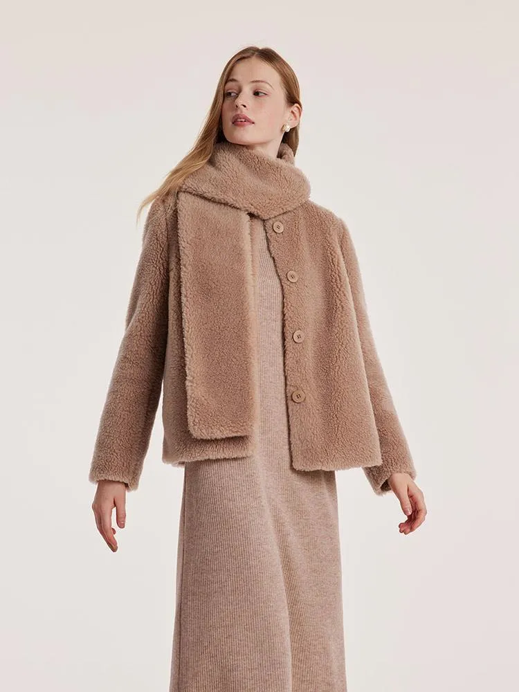 Light Camel Velour Short Coat