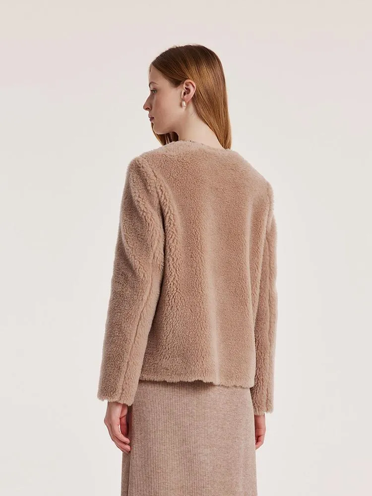 Light Camel Velour Short Coat
