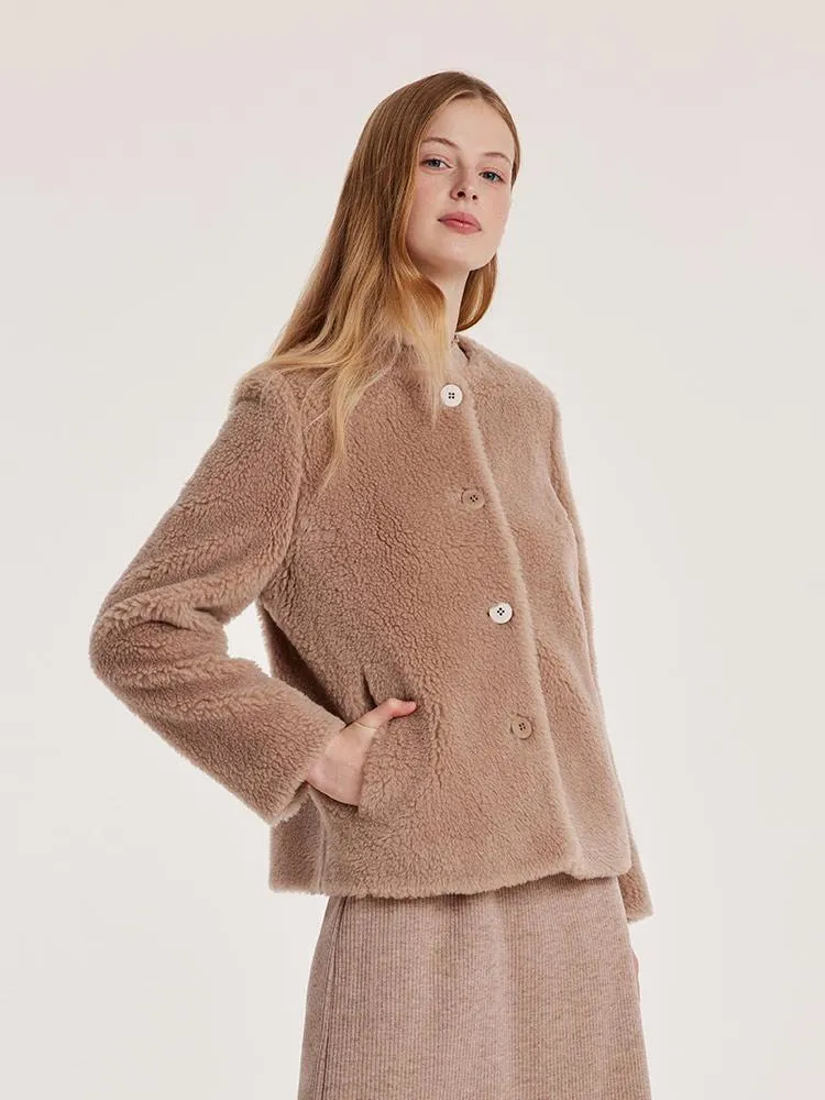 Light Camel Velour Short Coat