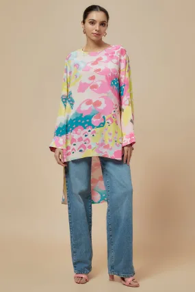 Lime Printed Crepe Roll-Up Sleeves Tunic Lime Printed Crepe Roll-Up Sleeves Tunic
