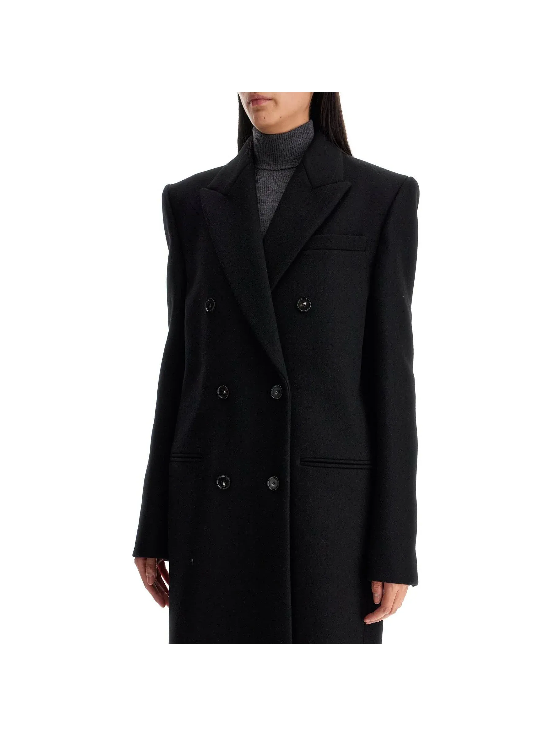 Long Double-Breasted Wool Coat