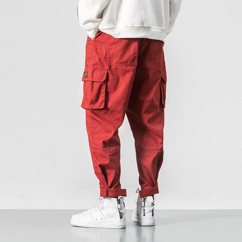Multi Pocket Elastic Waist Hip Hop Casual Style Men Pants