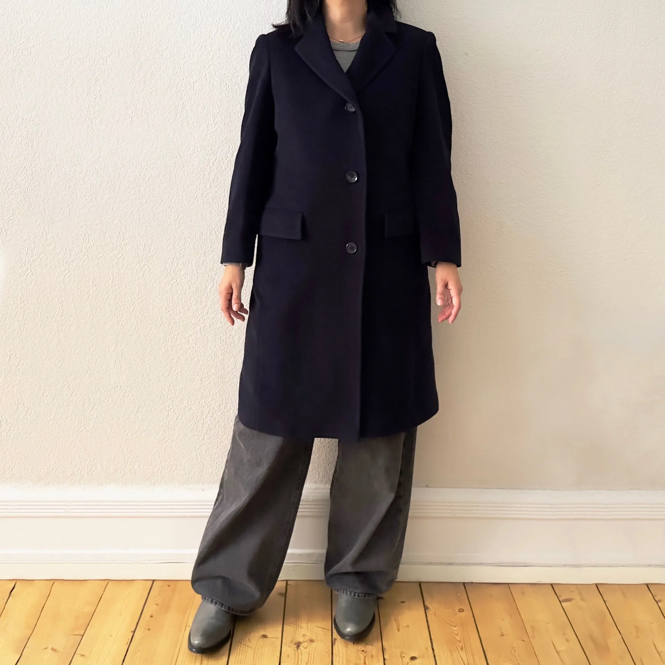 Navy Blue Angora Blend Coat - size EU38