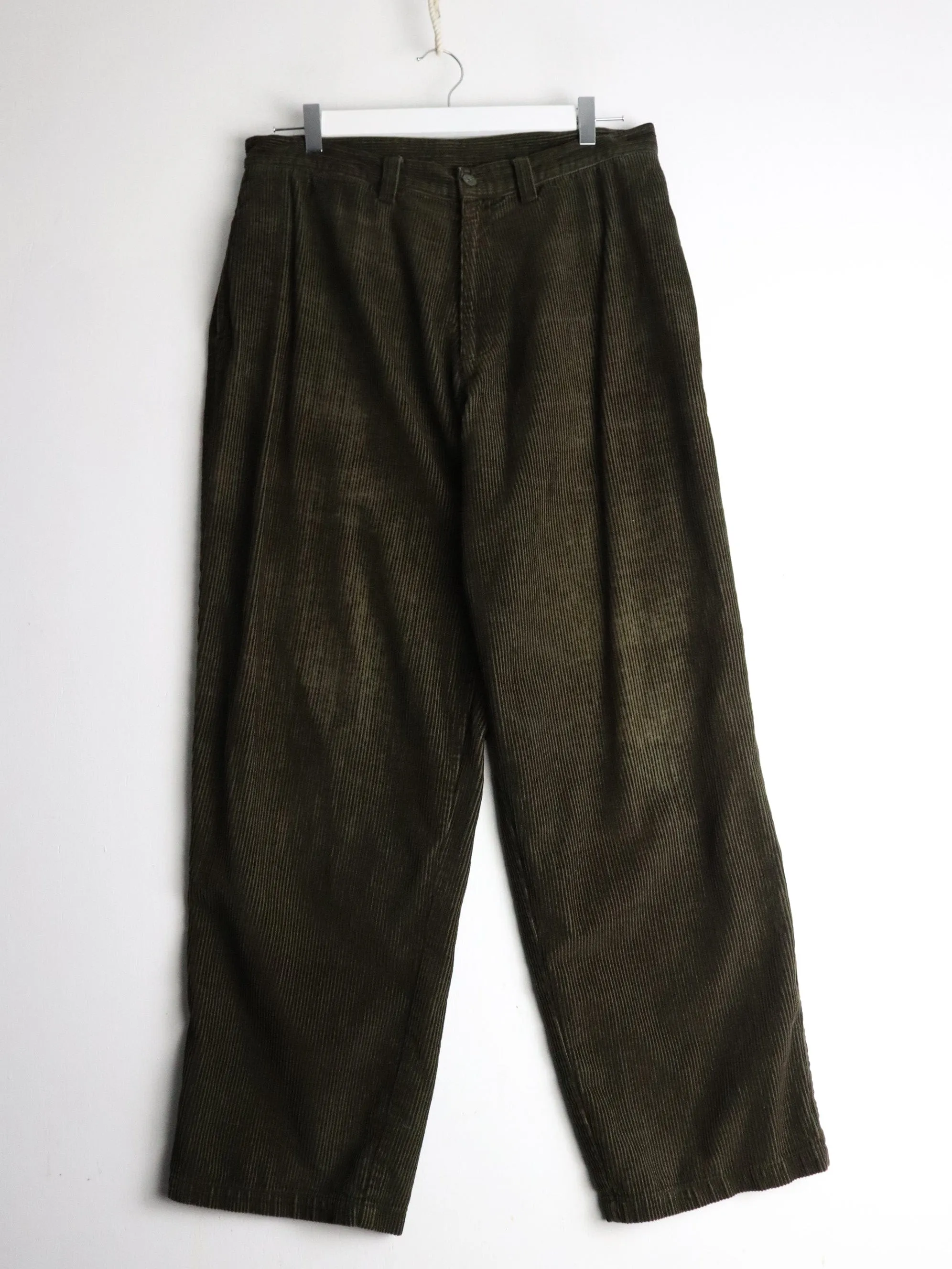 North Bay Pants Fits Mens 34 x 29 Green Corduroy