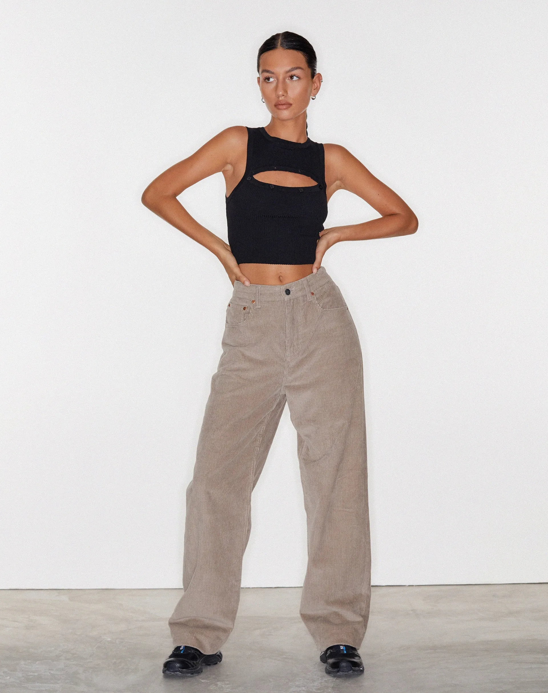 Parallel Jeans in Cord Smoke Grey
