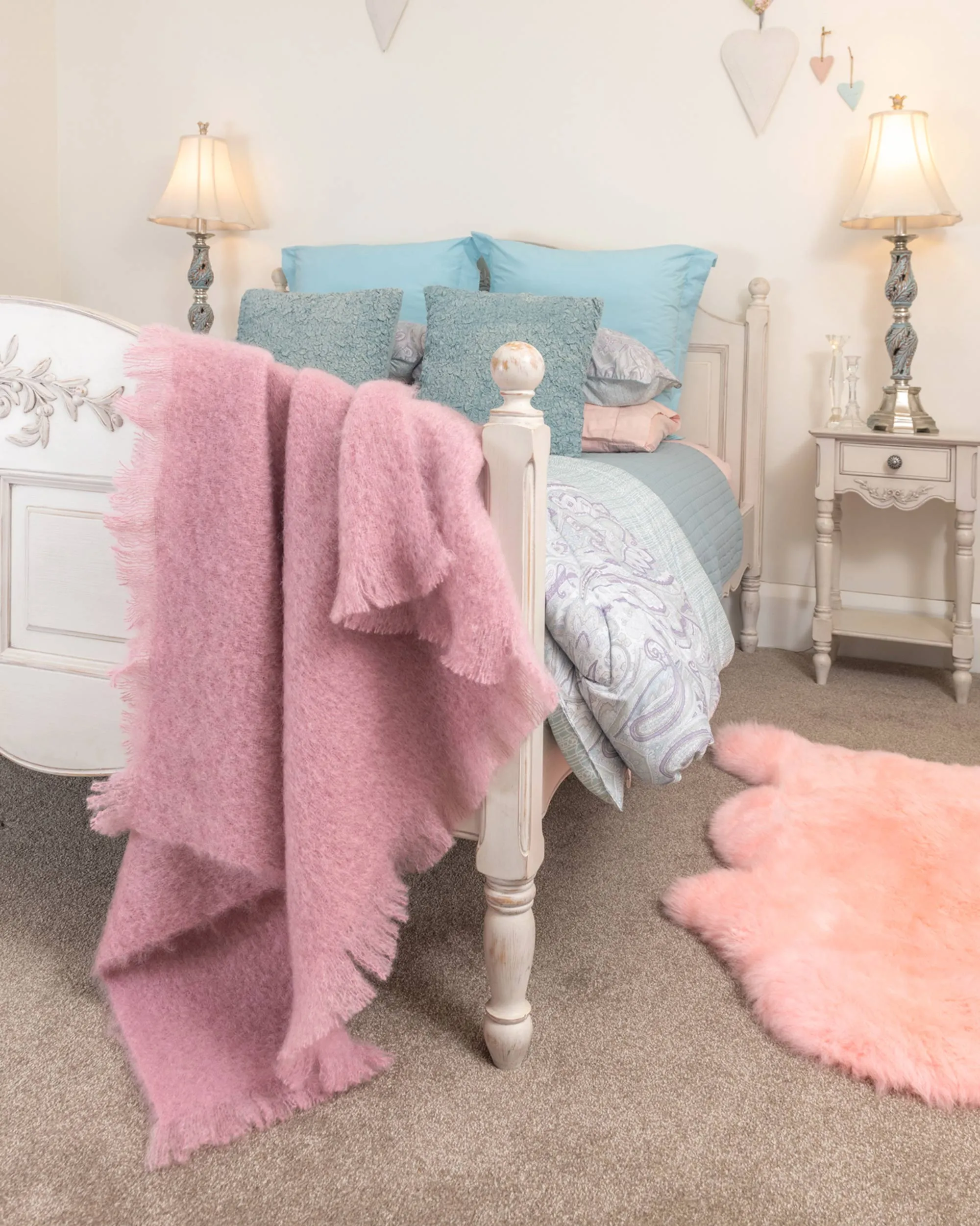 Peony Pink Mohair Chair Throw
