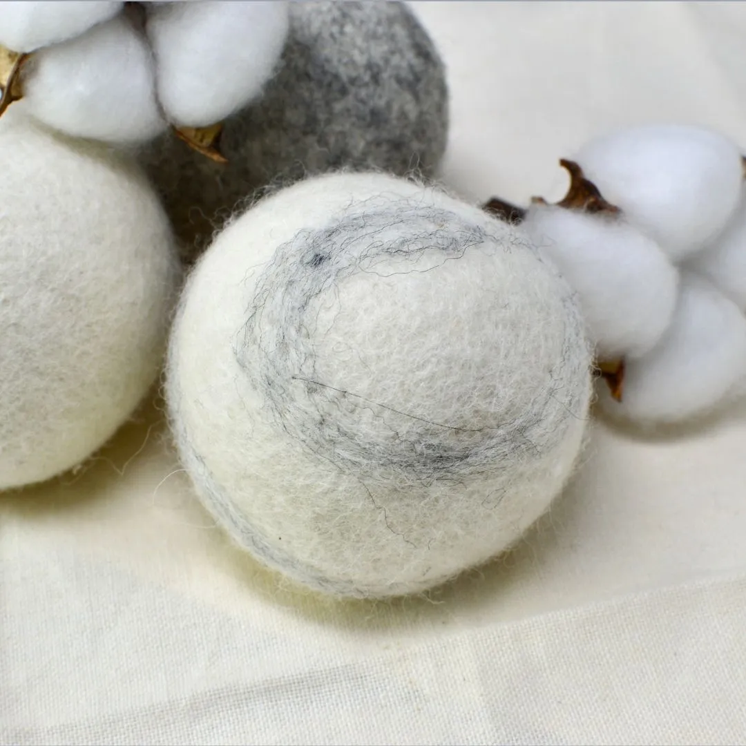 Reusable Wool Eco Dryer Balls-Set of 6- Hand felted 100% wool sheep