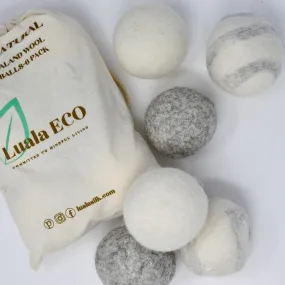 Reusable Wool Eco Dryer Balls-Set of 6- Hand felted 100% wool sheep