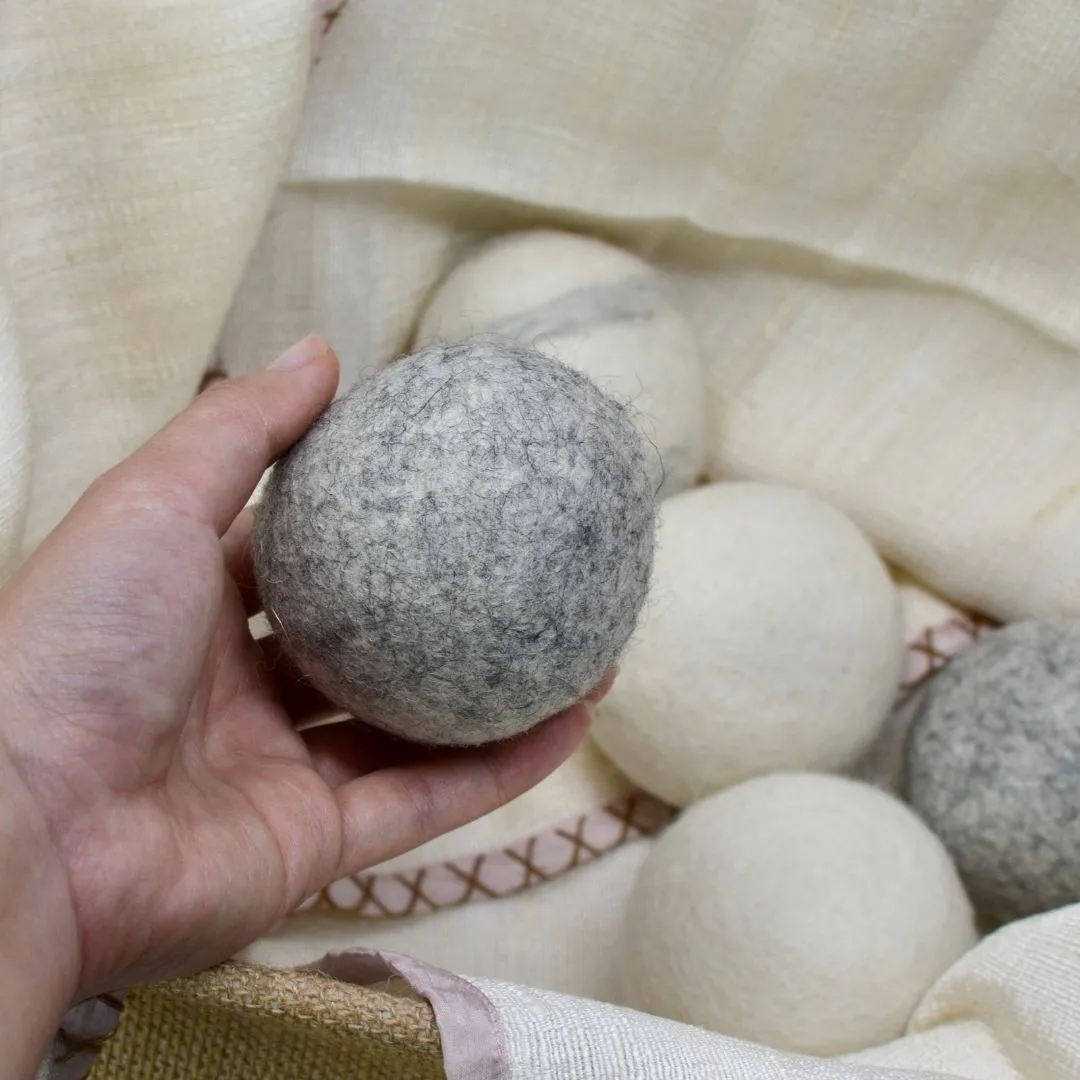 Reusable Wool Eco Dryer Balls-Set of 6- Hand felted 100% wool sheep