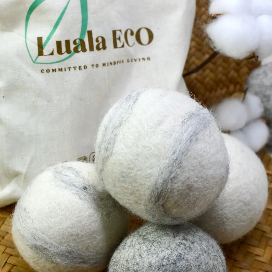 Reusable Wool Eco Dryer Balls-Set of 6- Hand felted 100% wool sheep