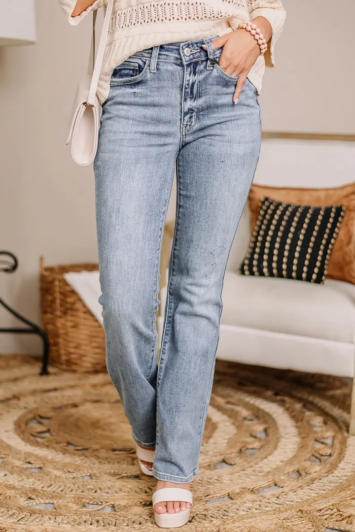 Riley Mid Rise Boot Cut Jeans
