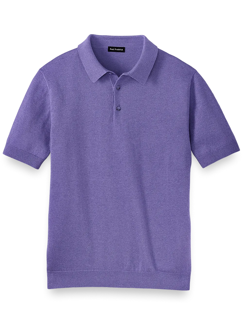 Silk Cotton and Cashmere Three Button Polo - Purple