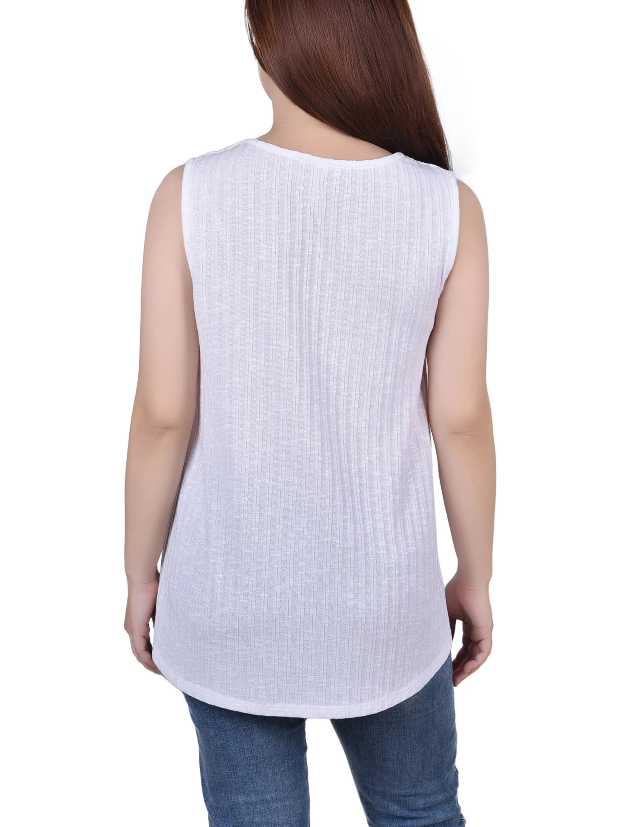 Sleeveless Ribbed Top With Triple Rings