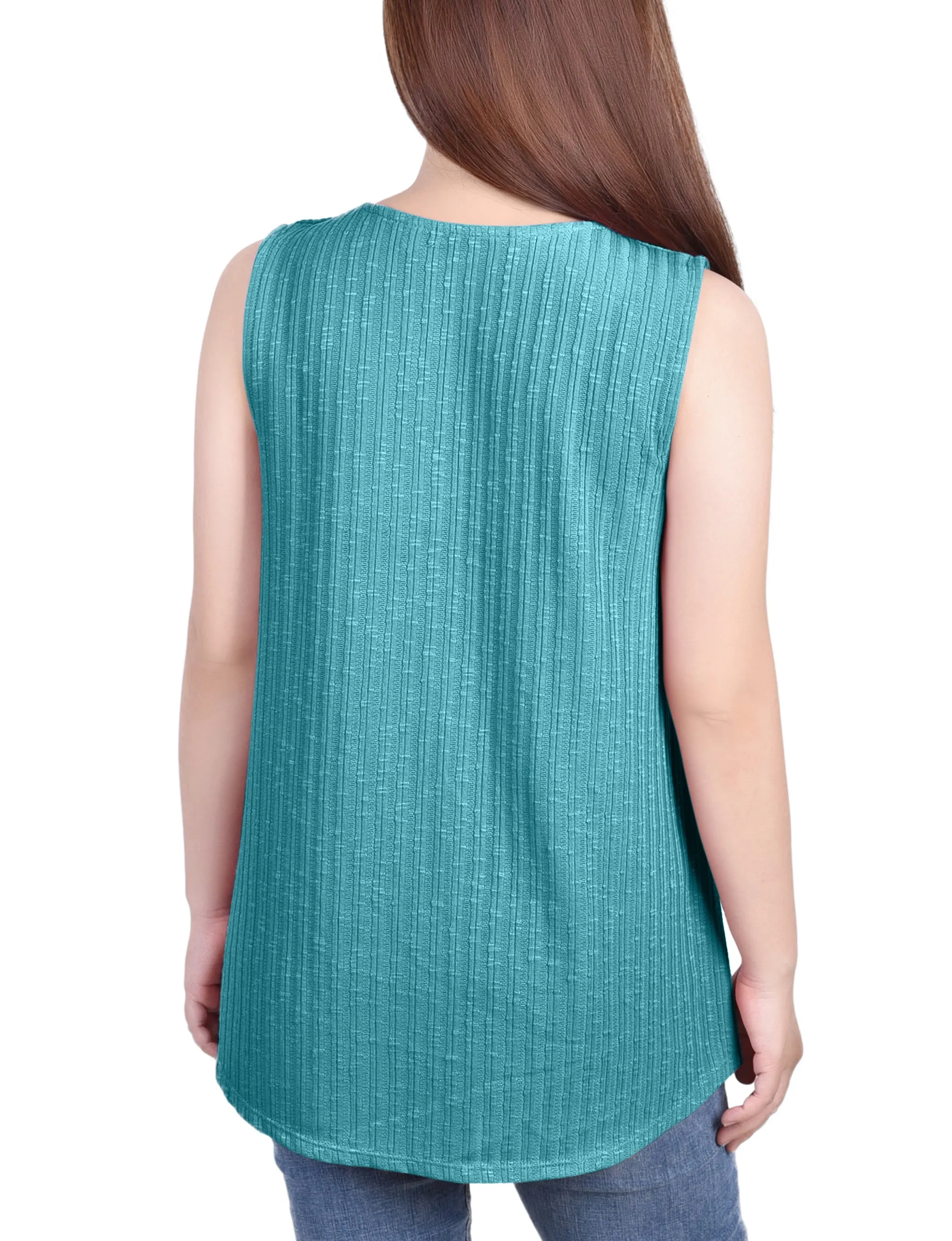 Sleeveless Ribbed Top With Triple Rings