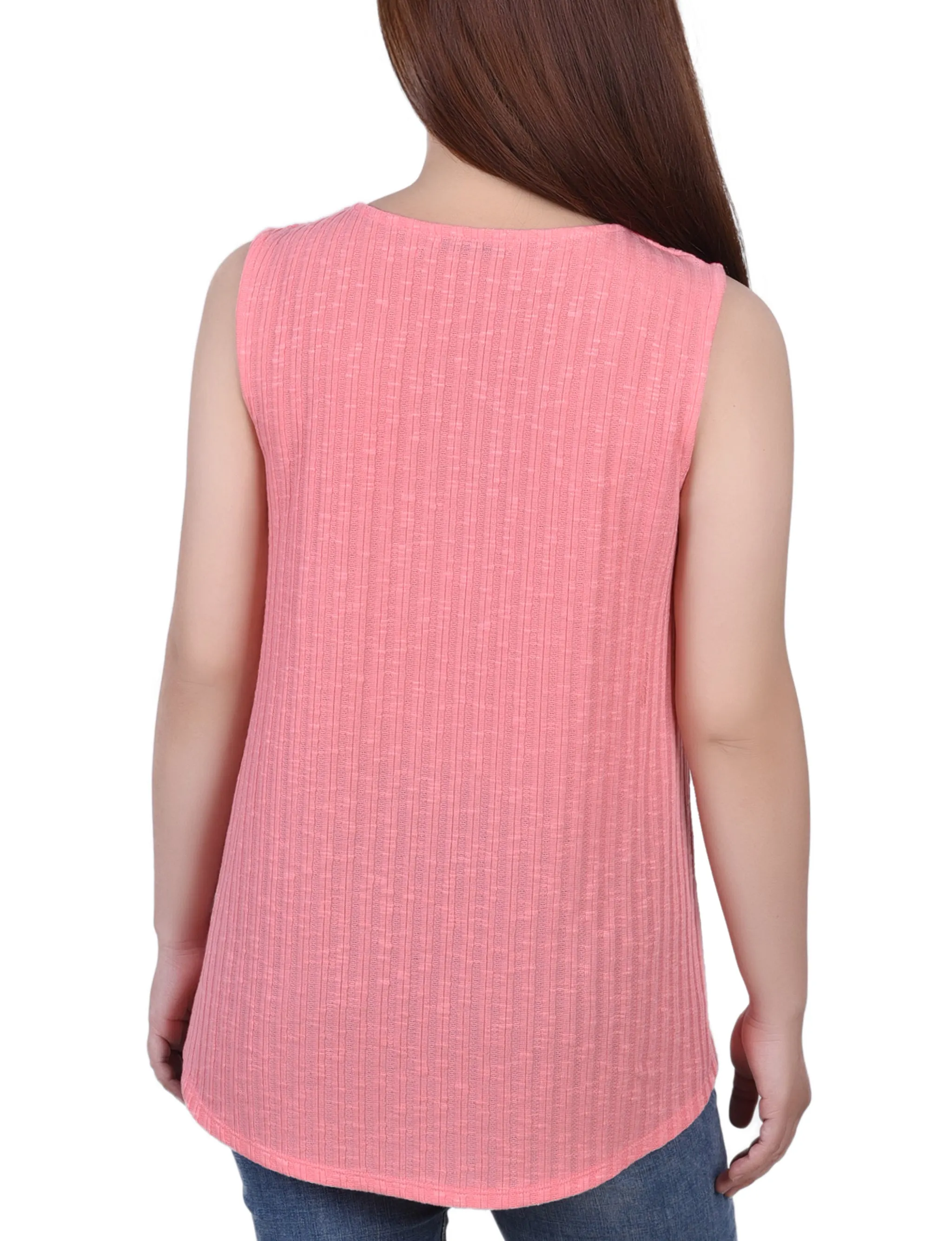 Sleeveless Ribbed Top With Triple Rings