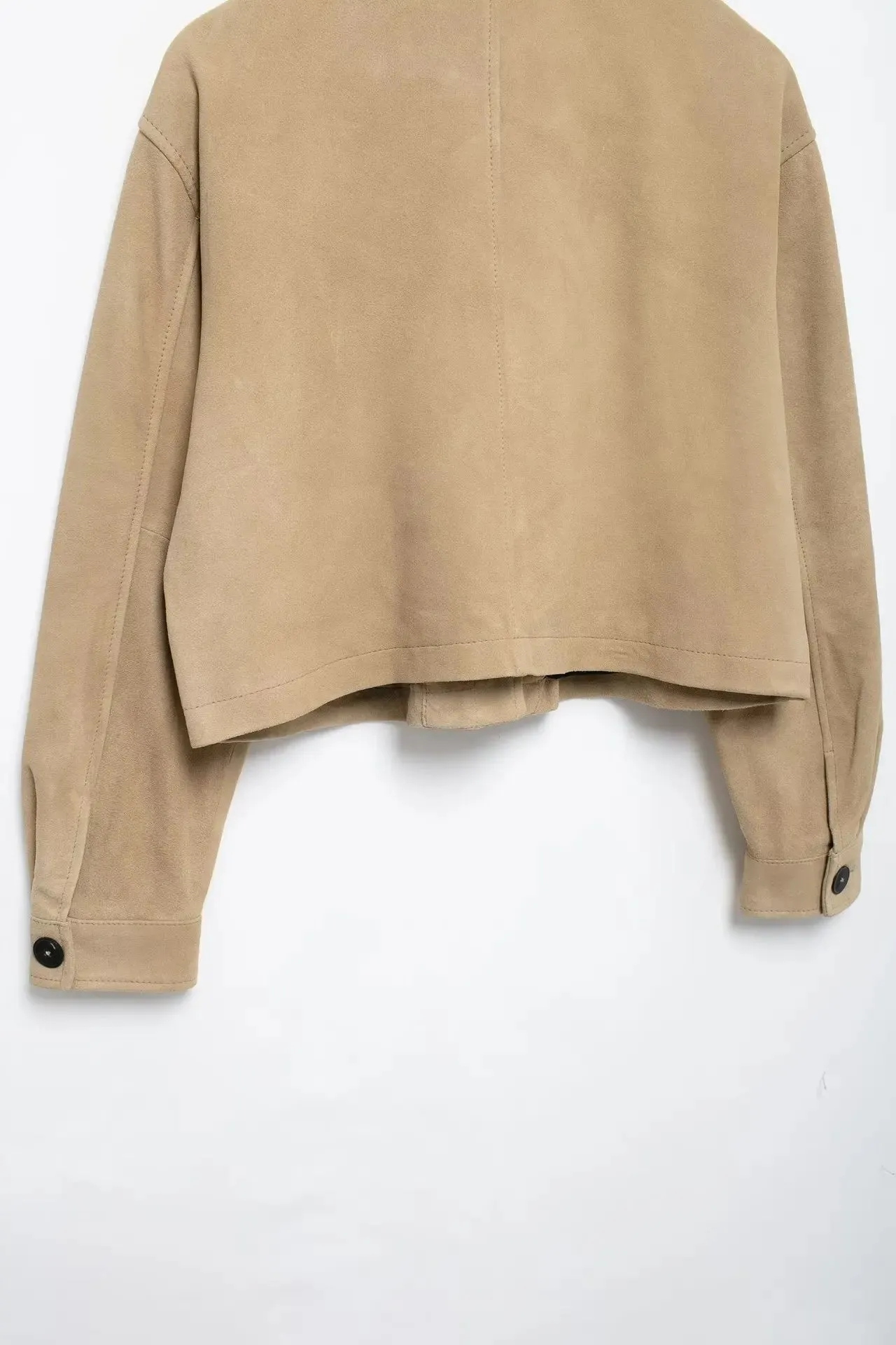 TAVIMART  -  Autumn New Solid Suede Cropped Jacket Women Long Sleeve Single Breasted Short Outerwear Casual Vintage Pocket Jackets Lady