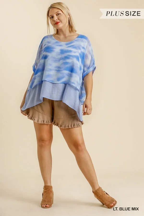 Tie Dye Layered Top, Blue