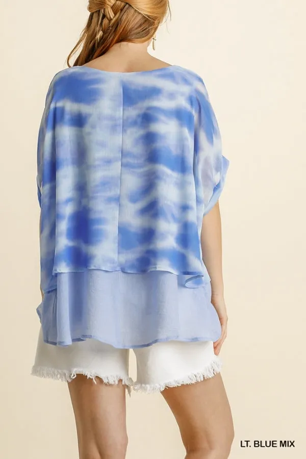 Tie Dye Layered Top, Blue