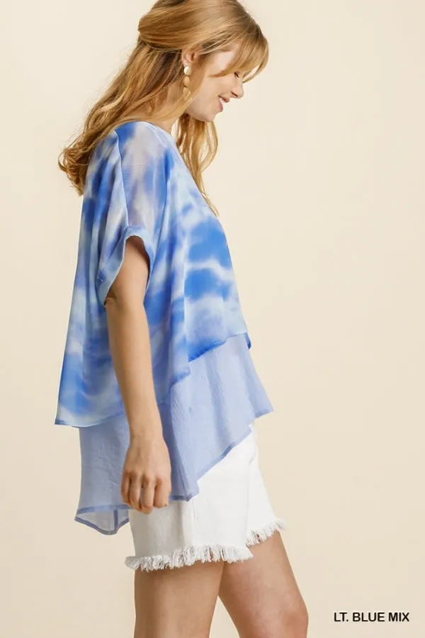 Tie Dye Layered Top, Blue