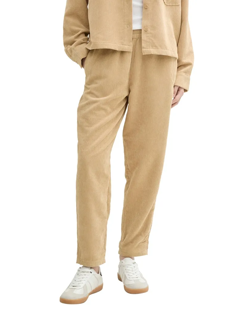 TOM TAILOR DENIM WOMEN EASY CORDUROY PANTS 21849 CARAMEL BEIGE