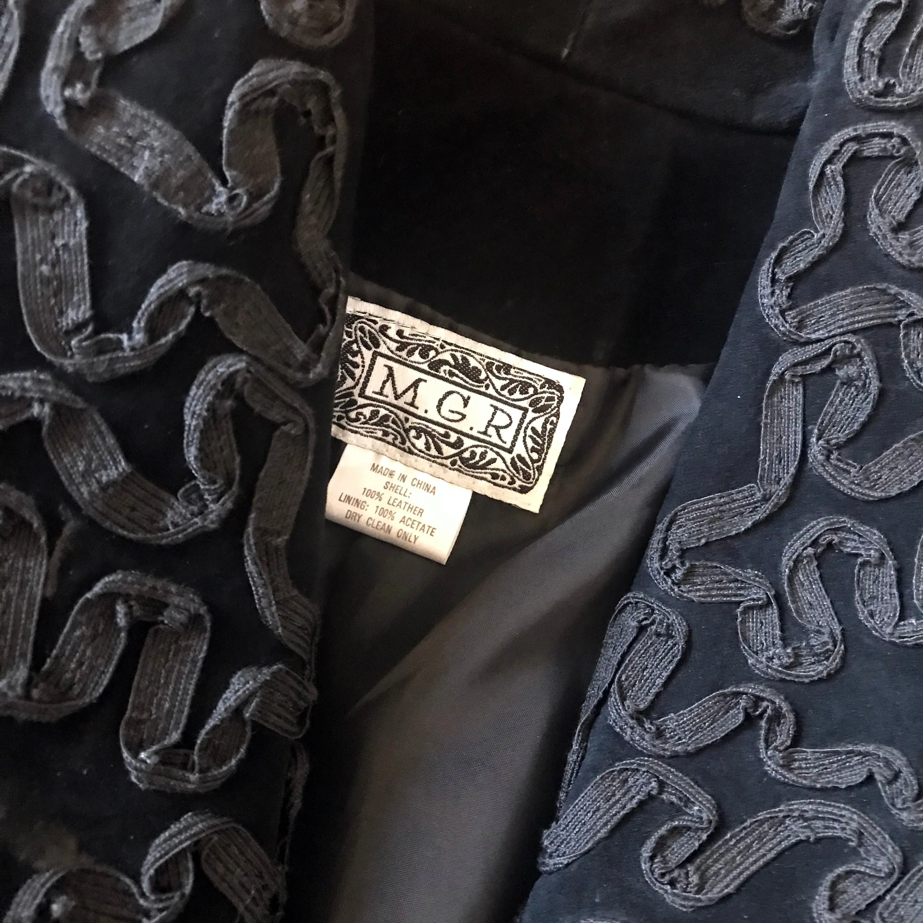 Vintage 1980s Black Suede Embroidered Bolero Jacket