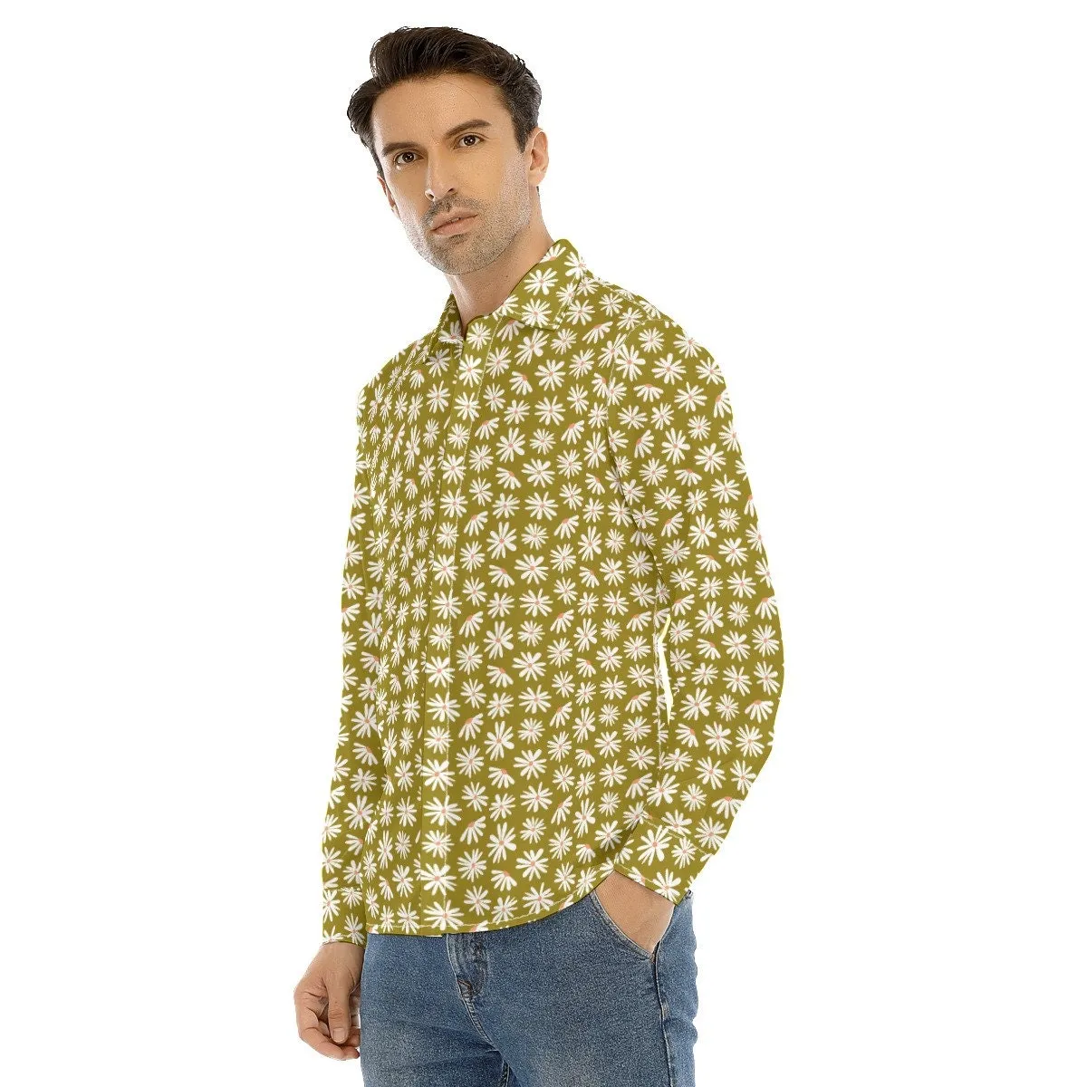 Vintage 70s style shirt, Green Floral Shirt Men, 70s clothing Men, Retro Shirt Men, Hippie Shirt Men, 70s Shirt Men, 70s inspired shirt