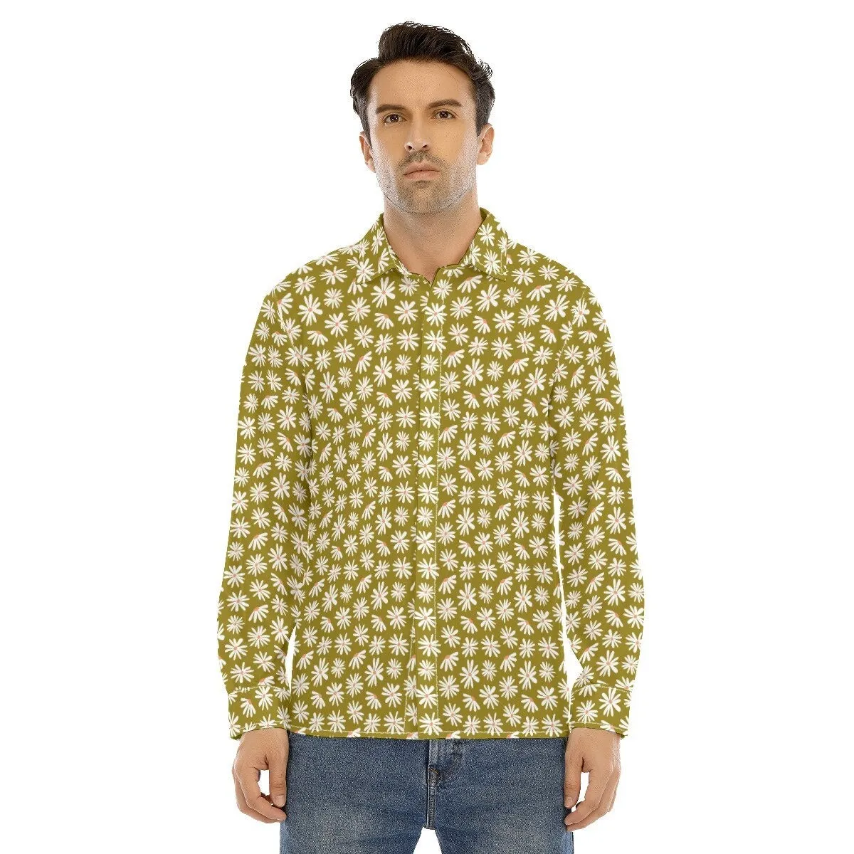 Vintage 70s style shirt, Green Floral Shirt Men, 70s clothing Men, Retro Shirt Men, Hippie Shirt Men, 70s Shirt Men, 70s inspired shirt