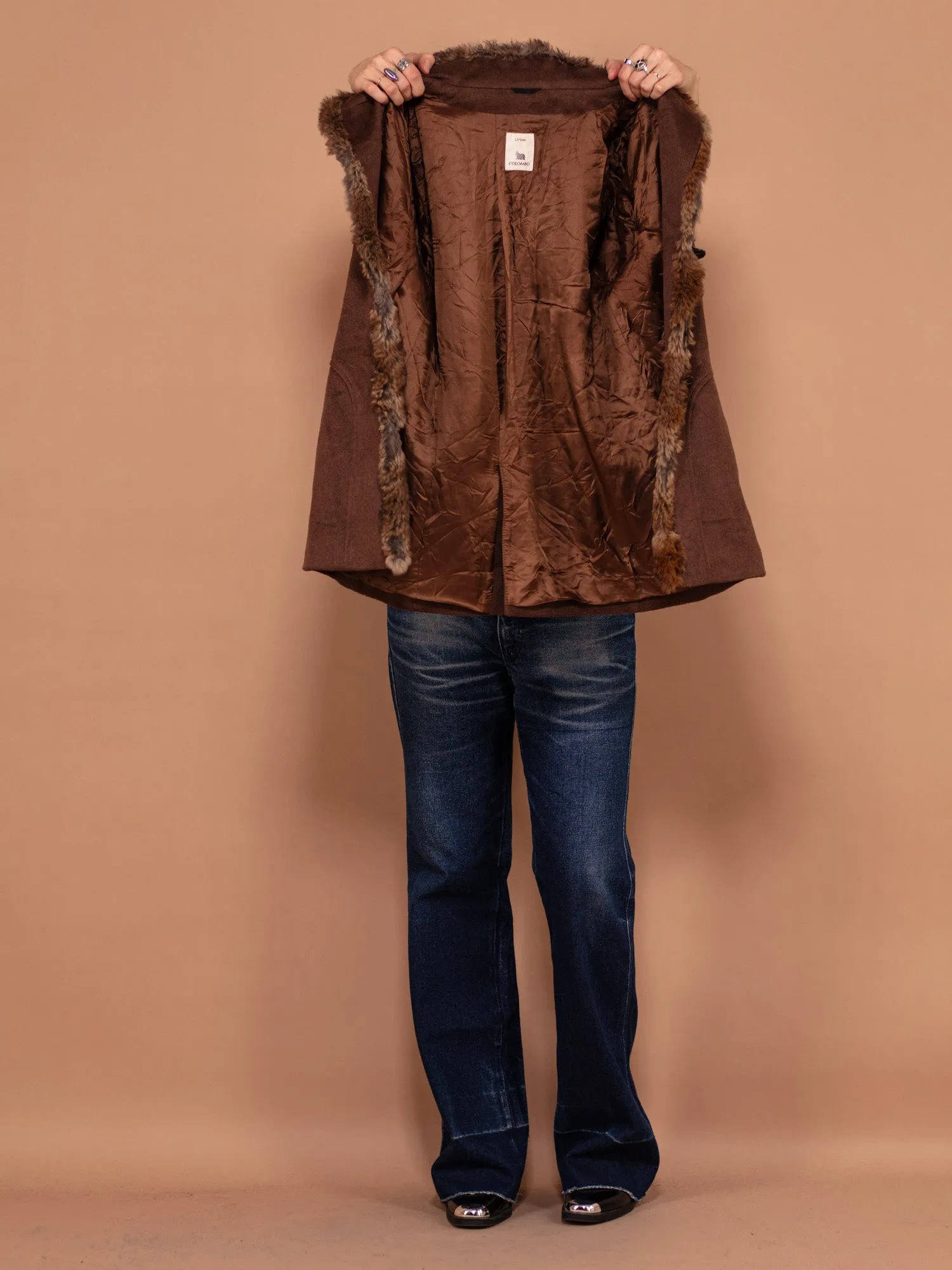 Vintage 70's Women Wool Blend Coat in Brown