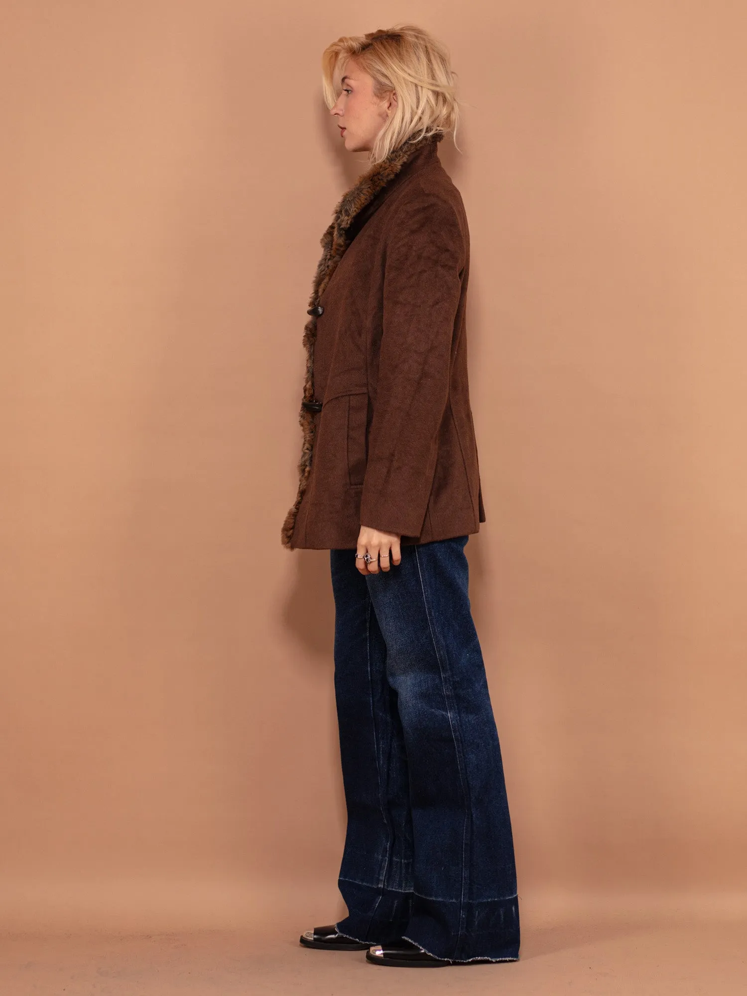 Vintage 70's Women Wool Blend Coat in Brown