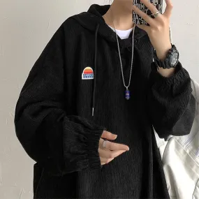 Vintage Oversize Hooded Corduroy Sweatshirt