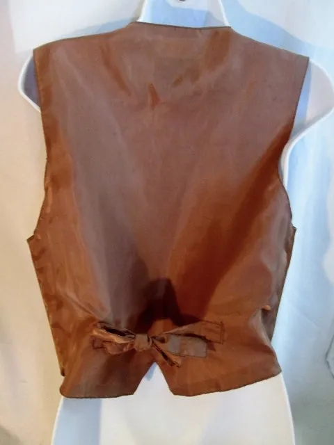 Vintage Womens LEARSI suede leather vest jacket Riding Moto BROWN M western cowboy