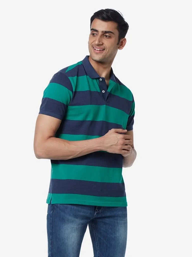 WES Casuals Green Slim-Fit Polo T-Shirt