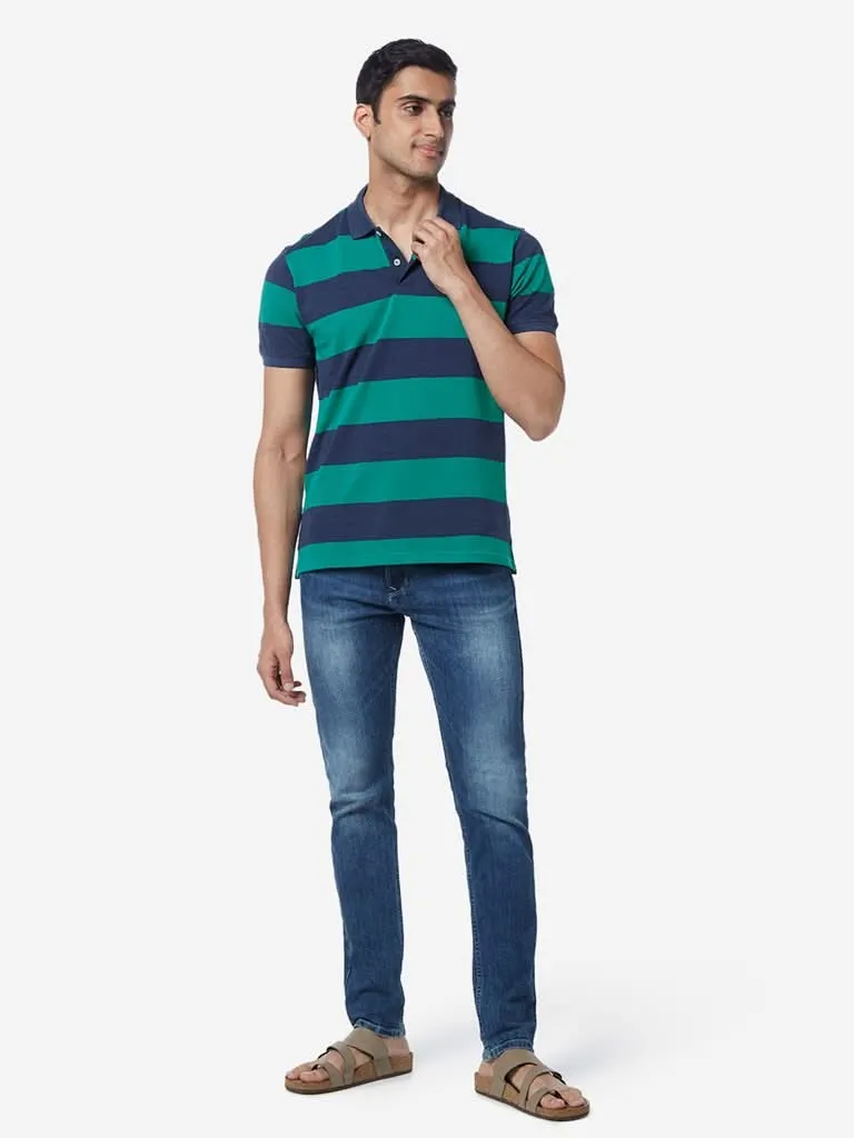 WES Casuals Green Slim-Fit Polo T-Shirt