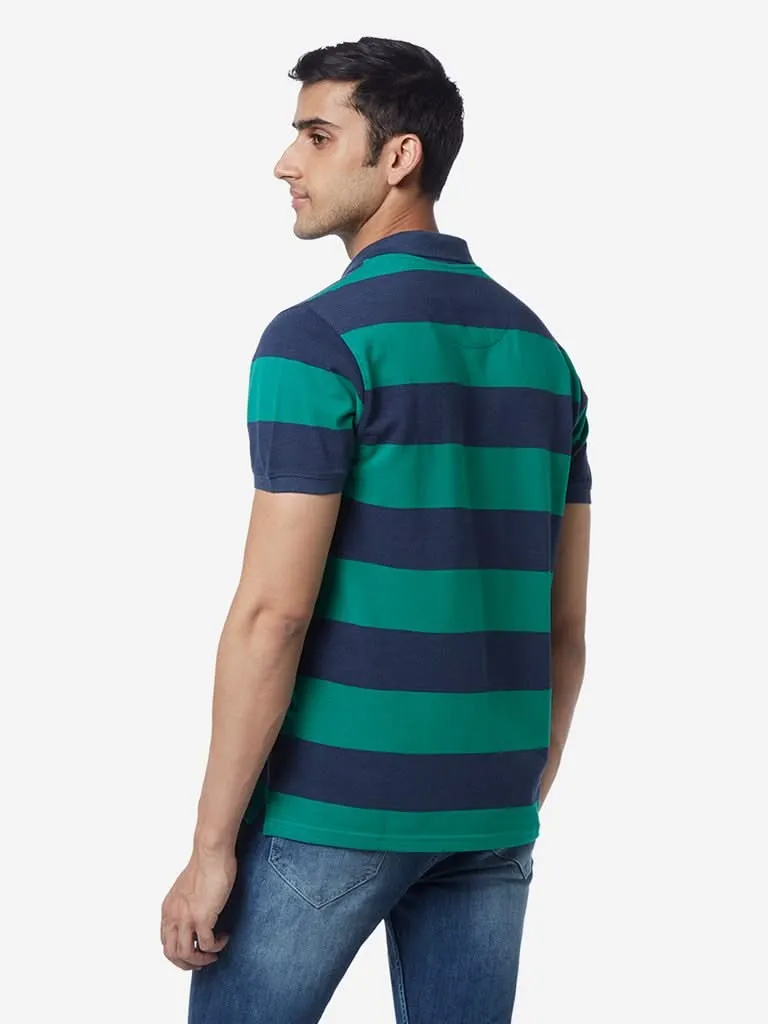 WES Casuals Green Slim-Fit Polo T-Shirt