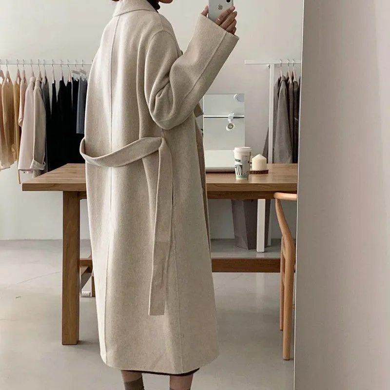 Winter Coat, Wool Coat, Long Wool Coat Women, Robe Coat Patrin in Coffee