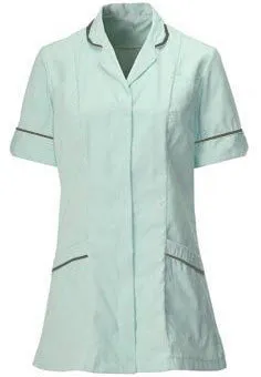 Women's Aqua/White Poly-Cotton Zipper Tunic | Ideal for Nurses & Healthcare Workers | Sizes 8-26 | FNLT01